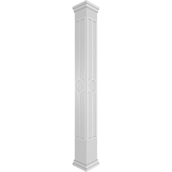 Ekena Millwork Craftsman Classic Square Non-Tapered Artisan Fretwork Column w/ Prairie Capital & Prairie Base CC1208ENARTPRPR - main